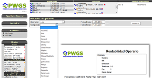 Informes PWGS rentabilidad operarios
